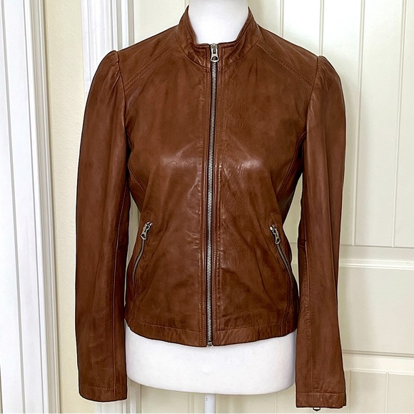 Lucky Brand Jackets & Blazers - LUCKY BRAND Women’s Leather Jacket Brown Cognac Size S
